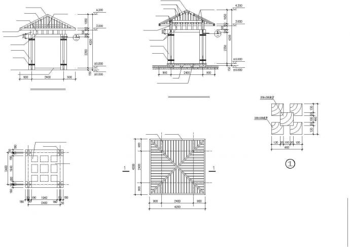 某观水亭CAD建筑施工设计图纸_图1