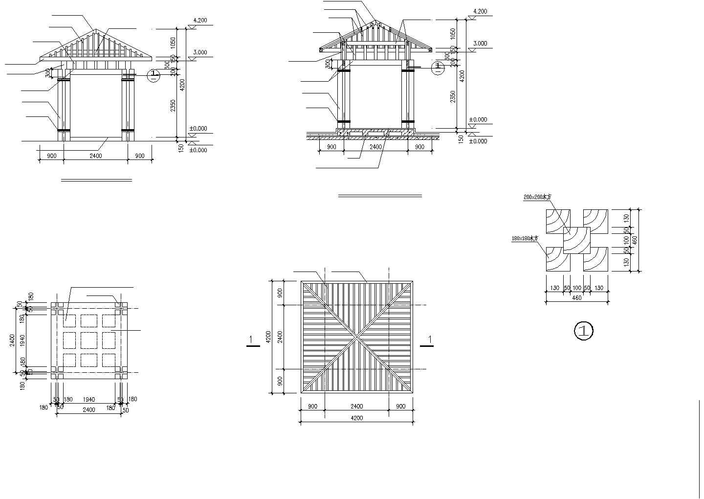 某观水亭CAD建筑施工设计图纸