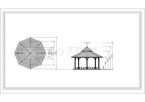 某小区门口景观亭CAD建筑设计图纸-图一