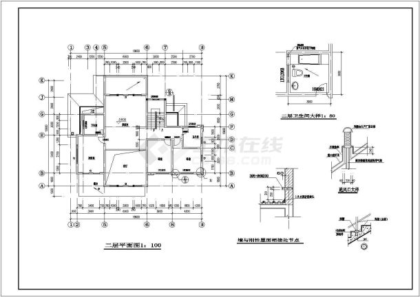 郴州现代风格住宅11全套施工cad图-图二