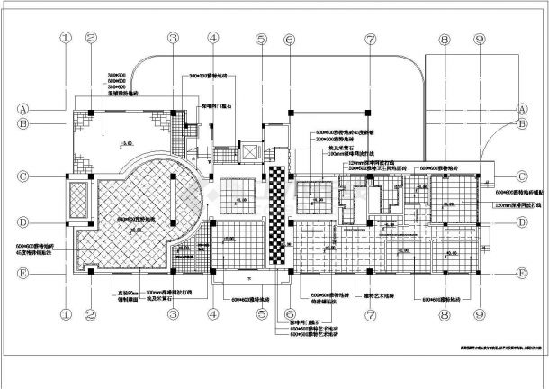 某地产豪华会所施工图索引平面地面天花CAD设计-图一