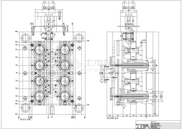 某螺纹热嘴油缸CAD节点剖面设计图-图二
