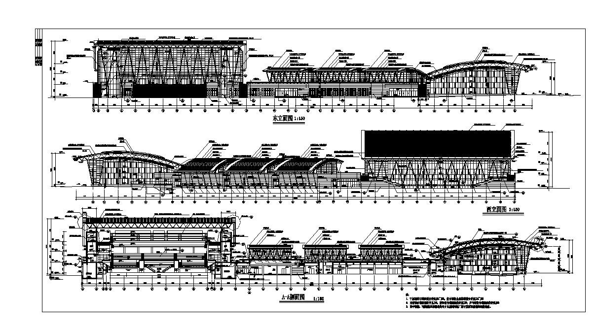 体育活动中心立面CAD设计图