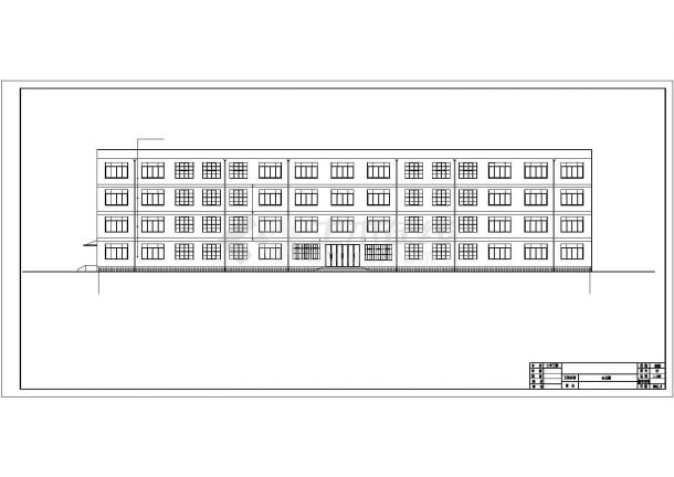 天津某工业区3900平米4层钢混框架结构办公楼平立剖面设计CAD图纸-图二