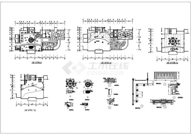 某长51.6米 宽24.6米 二层西餐厅装修CAD室内设计平面天花图-图一