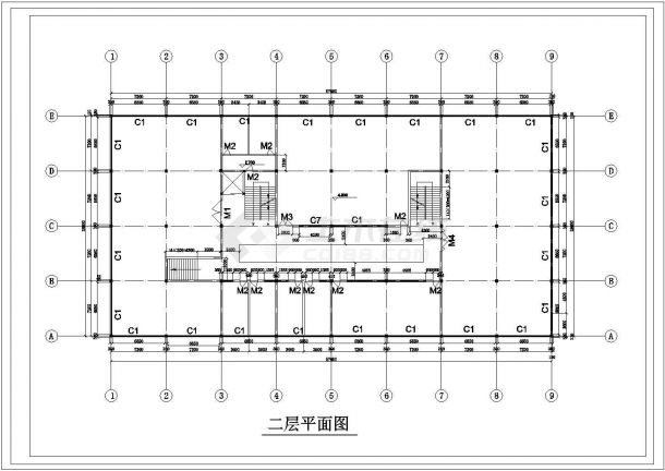 某长57.6米 宽28.8米 四层大学图书馆建筑CAD完整全套设计图-图二