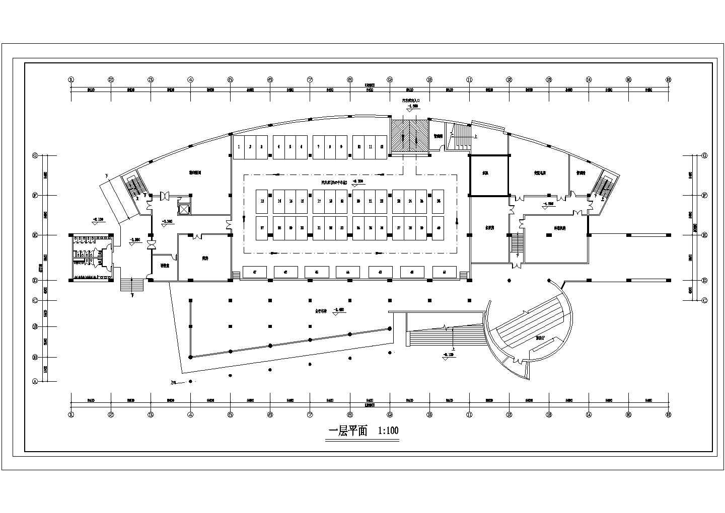 某长126米 宽47.7米 五层图书馆建筑CAD完整详细方案设计