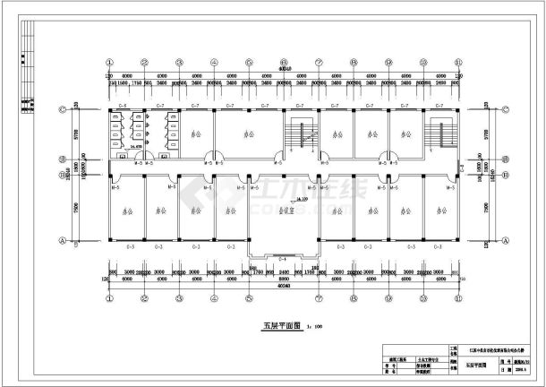 淮安市某工业区3150平米五层框架结构办公楼建筑设计CAD图纸-图一