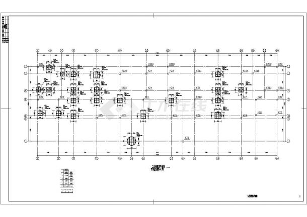 嘉兴市某工业园5400平米左右五层混合结构办公楼结构设计CAD图纸-图二