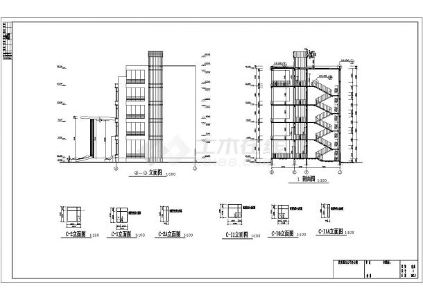 吉林市某大学5600平米左右五层框架结构行政办公楼建筑设计CAD图纸-图二