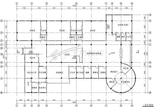 江西省辽阳市和平区南宁幼儿园某街道分校区新建装修CAD图纸-图一