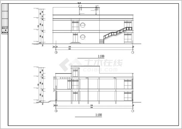 广州市某3900平米3层框架结构商务会所建筑设计CAD图纸（含天面层）-图二