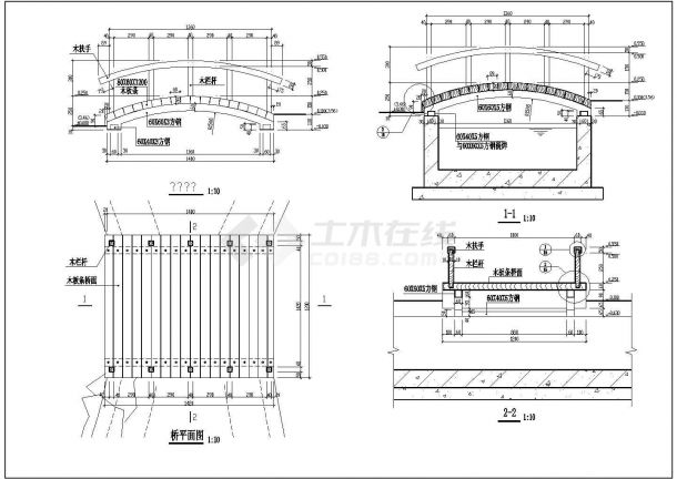 某高级写字楼中仿制小桥CAD建筑施工图-图一