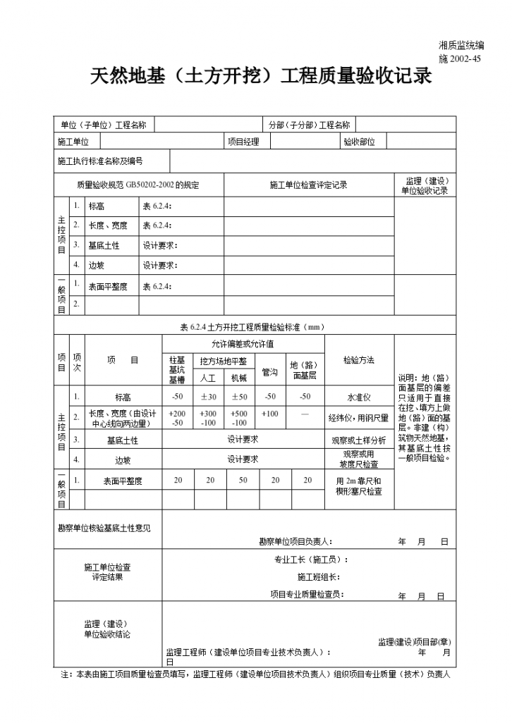 天然地基土方开挖工程质量验收记录-图一