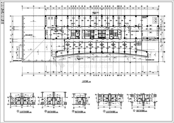 某多层框架结构五星级酒店设计cad建筑平面施工图-图二