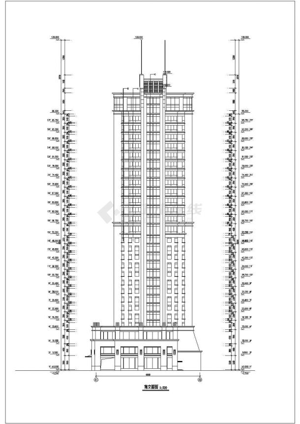 杭州市某市酒店建筑剖面CAD参考图-图二