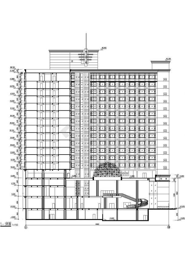 某剪力墙结构高层酒店设计cad详细建施图纸-图一