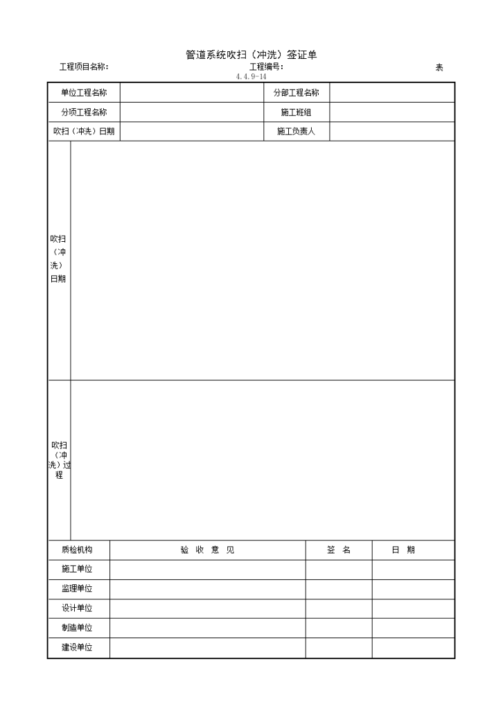 某单位工程管道系统吹扫冲洗签证单-图一