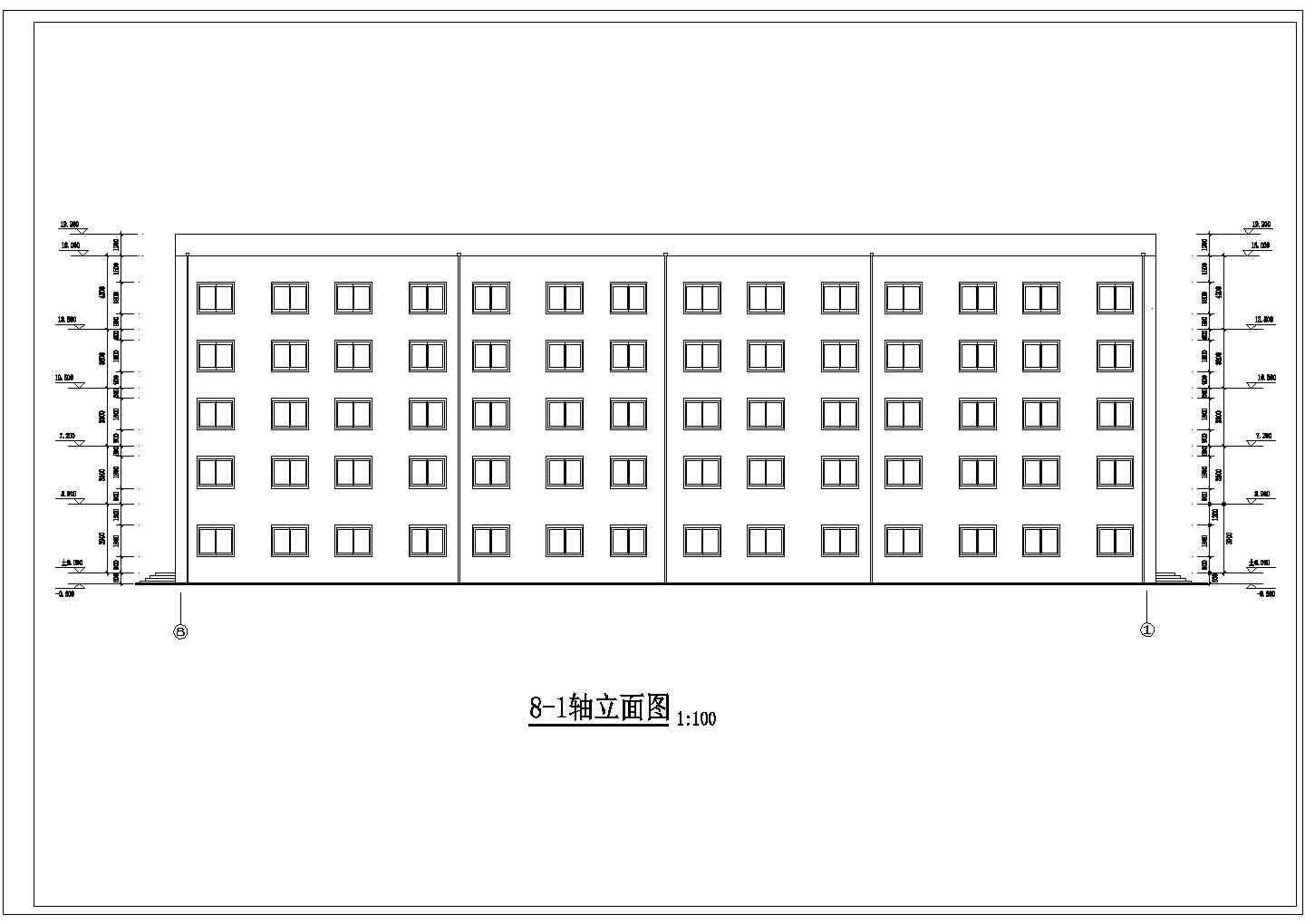 广州某眼科医院4千平米五层框架结构办公楼平立剖面设计CAD图纸