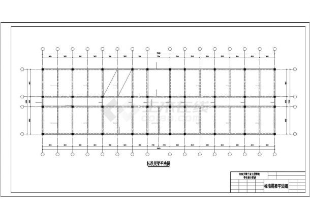 合肥市某工业区5300平米五层钢混框架结构办公楼结构设计CAD图纸-图一