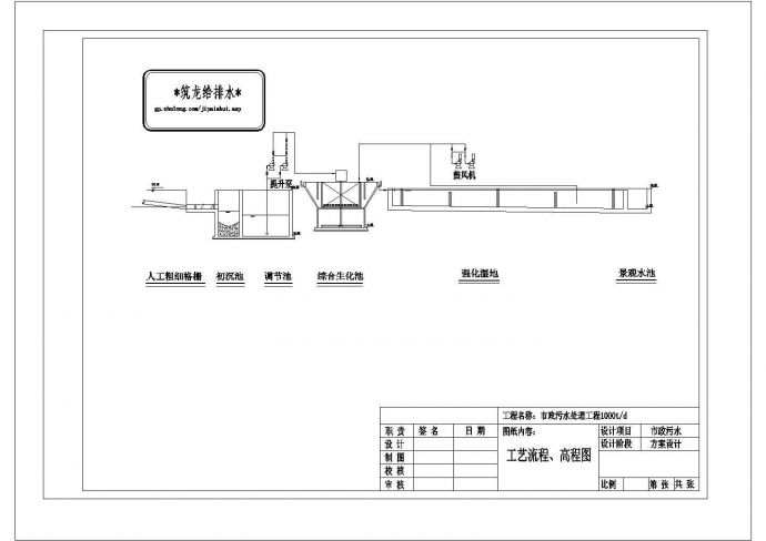 人工湿地CAD工艺流程图_图1