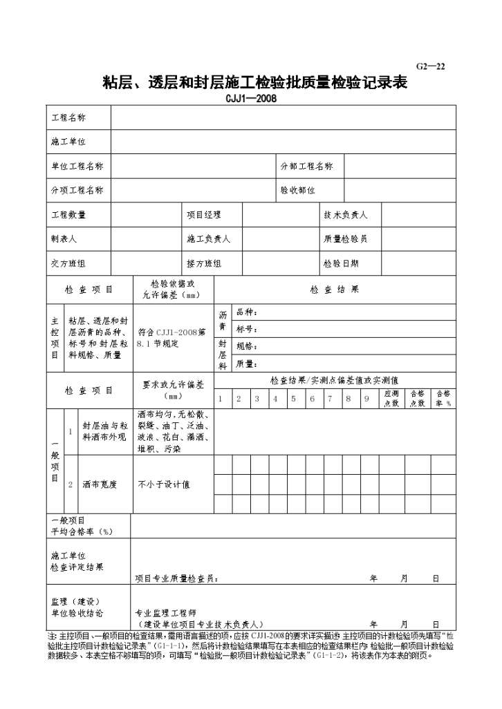 粘层与透层和封层施工检验批质量检验记录表-图一