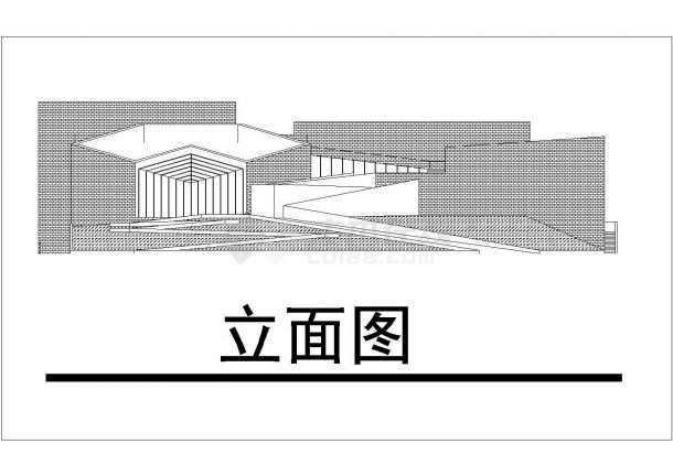单层创意小型博物馆CAD建筑初步设计方案图【平面 1立1剖（无标注，图纸简单）】-图二
