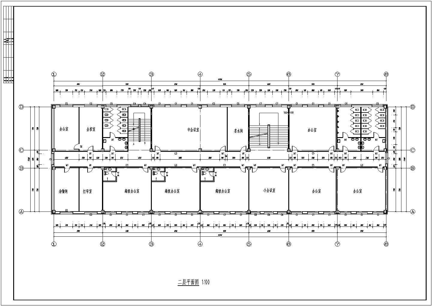 哈尔滨某高校4500平米五层框架办公楼建筑+结构设计CAD图纸