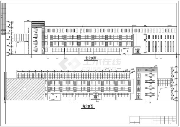 阜阳市某市政单位5300平米五层钢混结构办公楼建筑设计CAD图纸-图二