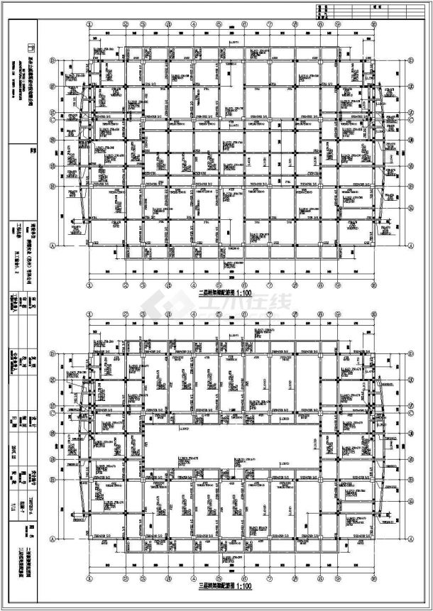 武汉某电子厂5300平米6层框架结构职工宿舍楼结构设计CAD图纸-图一