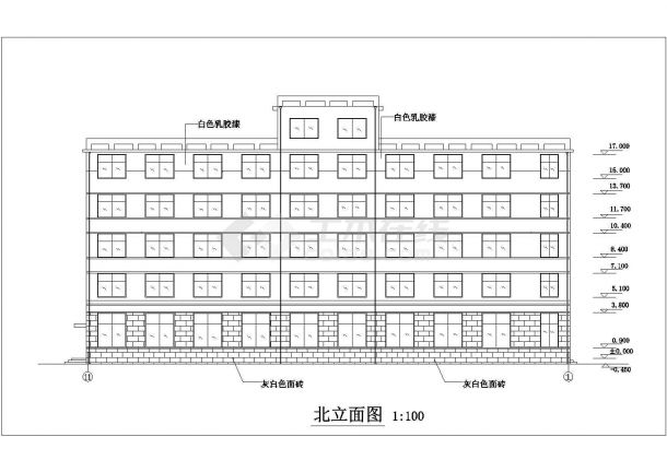 泰州某工厂3200平米左右五层框架结构办公综合楼建筑设计CAD图纸-图一