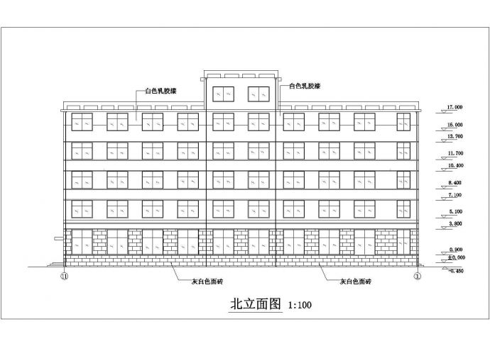 泰州某工厂3200平米左右五层框架结构办公综合楼建筑设计CAD图纸_图1