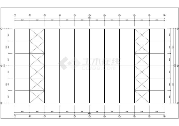 30米跨轻钢结构农贸市场结构施工图，含钢结构设计说明-图一