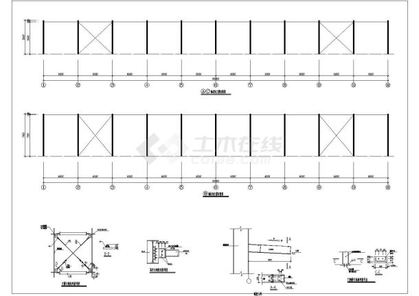30米跨轻钢结构农贸市场结构施工图，含钢结构设计说明-图二