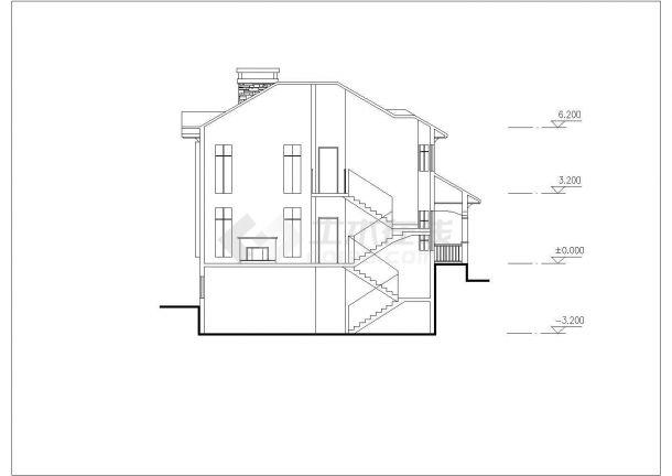 建筑基础框架别墅方案施工详图带效果图-图一