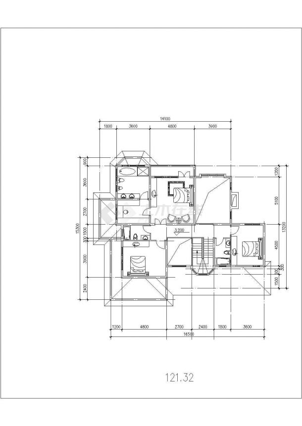 建筑基础框架别墅方案施工详图带效果图-图二