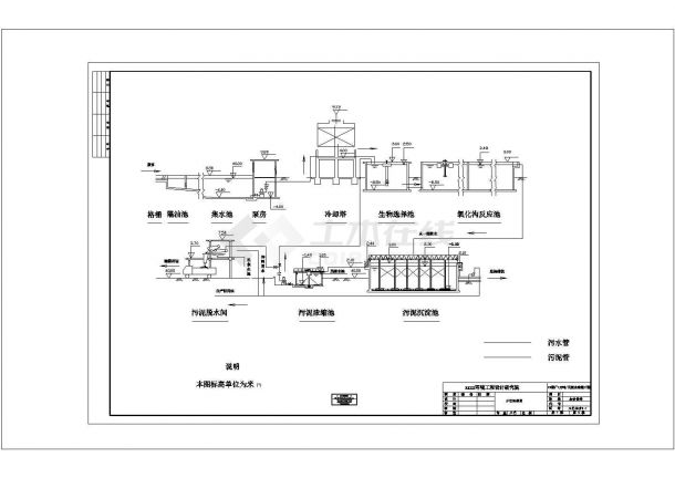 糖厂1万吨_日废水工艺流程图CAD图纸设计-图一