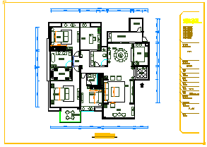 简约-四室两厅住宅装修设计cad施工图
