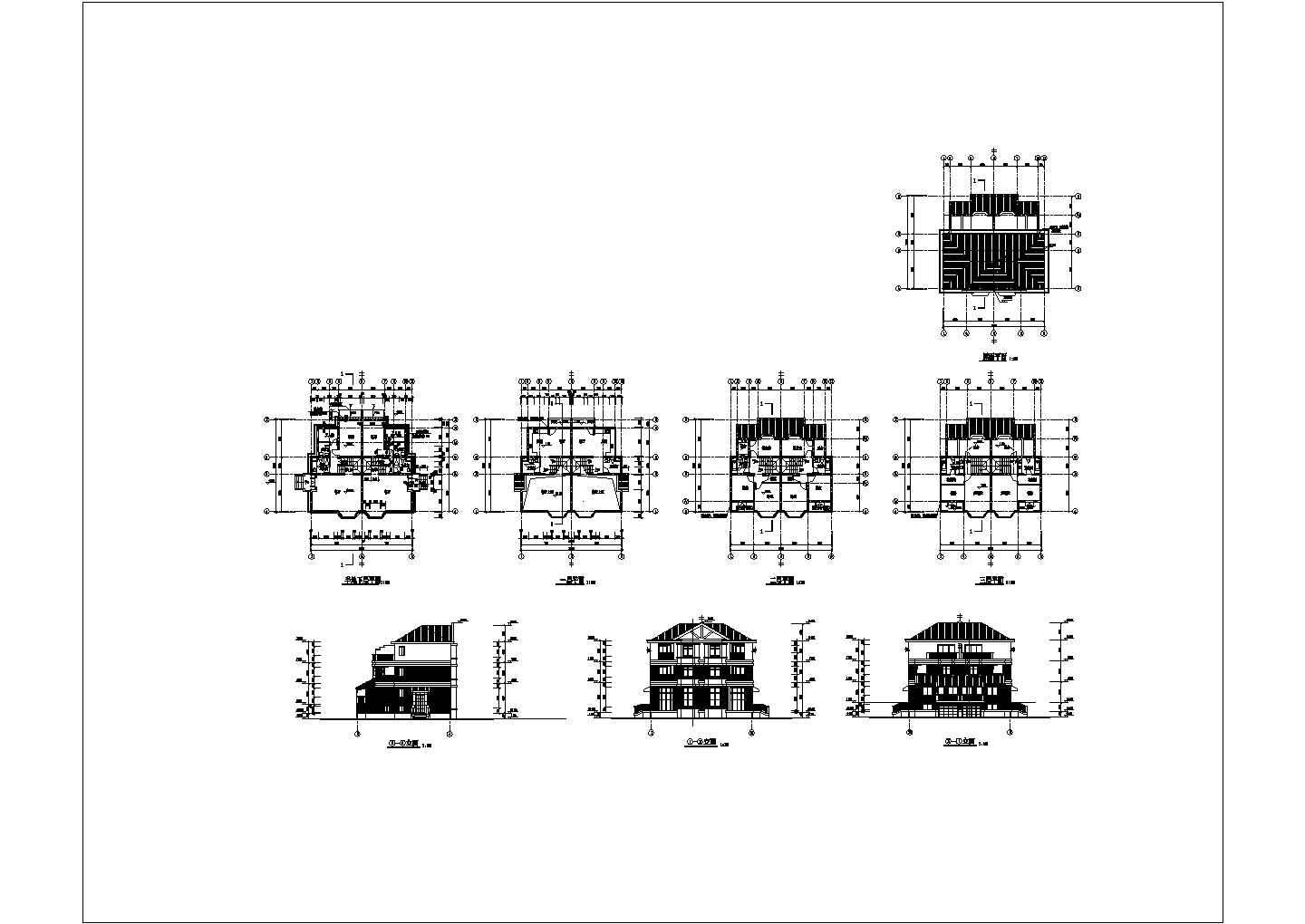 [昆山]某住宅花园联体别墅建筑设计施工图