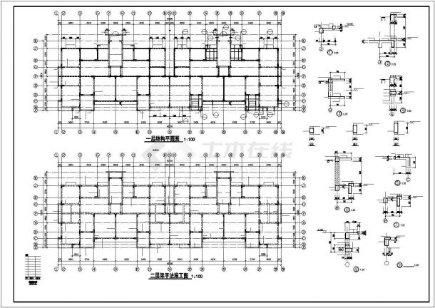 7+1阁楼层异形柱框架住宅楼结构施工图，含设计说明，11张-图二