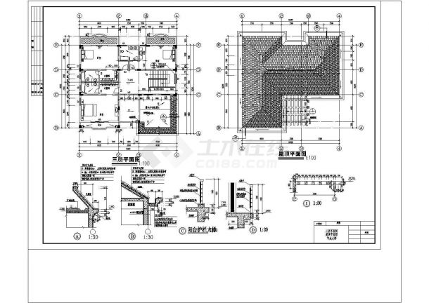 某市超豪华型别墅CAD建筑设计施工图-图一