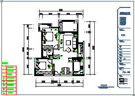 某中式两室两厅住宅装修设计cad施工图-图一