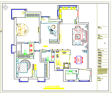 中式-三室两厅雅居装修设计cad施工图-图一