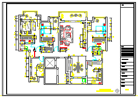 美式-四室两厅住宅装修设计cad施工图-图二