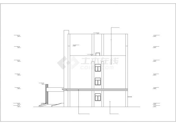 天津某大学2500平米左右4层框架结构办公楼建筑+结构设计CAD图纸-图二
