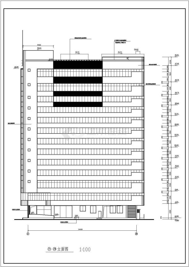 某高层框架剪力墙结构民航宾馆设计cad全套建筑施工图（含设计说明）-图一