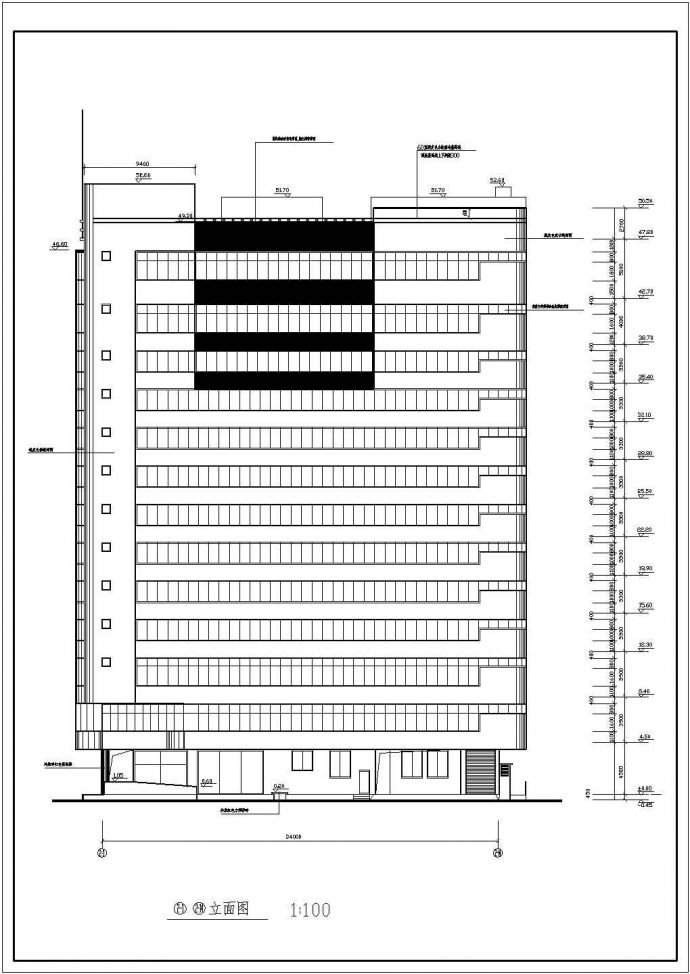 某高层框架剪力墙结构民航宾馆设计cad全套建筑施工图（含设计说明）_图1