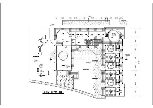 吉林省长春市东北师大实验幼儿园2号楼装修设计CAD图纸-图二