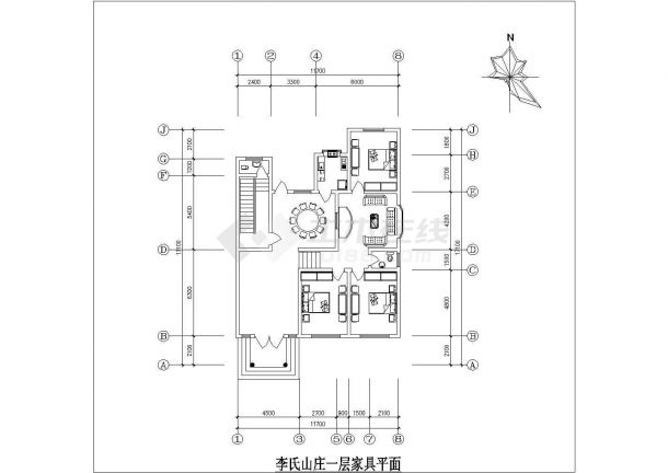 120平米左右单层砖混结构民居住宅楼平立面设计CAD图纸-图二