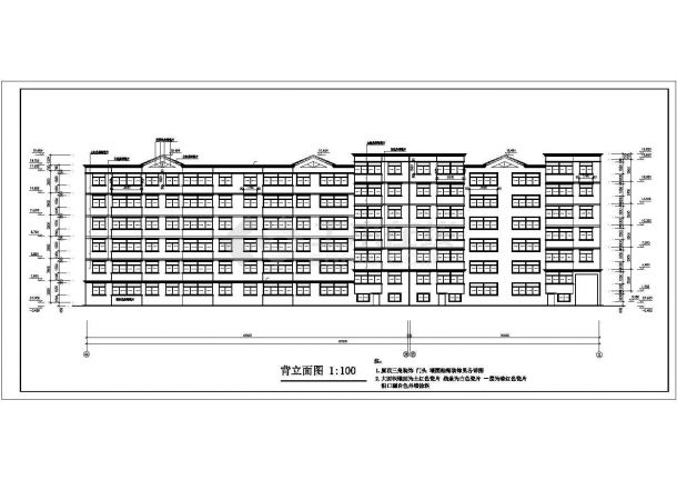 5500平米左右六层框混结构单体住宅楼全套建筑设计CAD图纸-图一